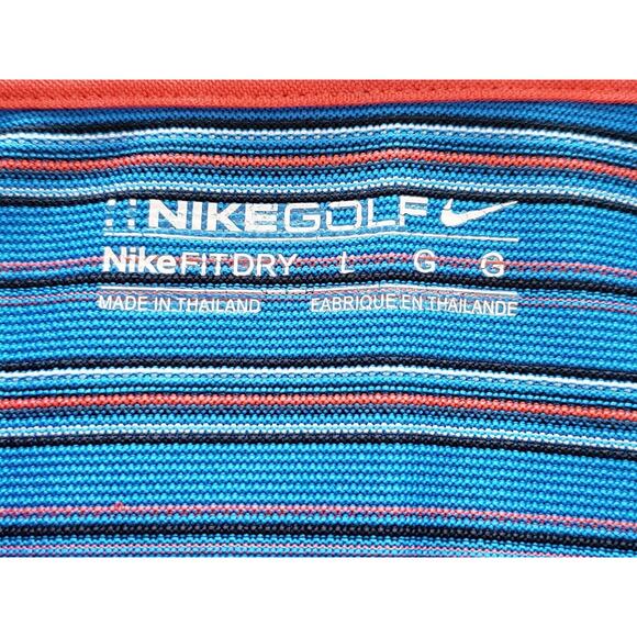 Nike Golf Mens Polo Shirt Large Blue Orange Short Sleeve Nike Fit Dry Breathable - Picture 3 of 5